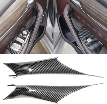 Ръкавици за интериорна врата дръжки от черен въглеродни влакна са Подходящи за BMW серия 5 G30 G31 2018-2023