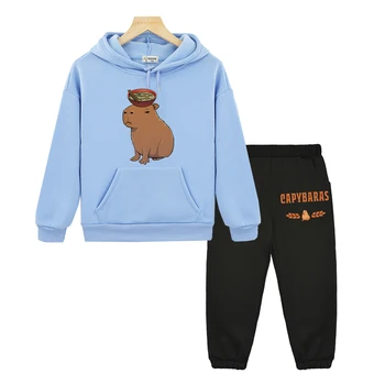 Комплекти с качулка, Capybara, детски дрехи от бутик, hoody, мек вълнен плат пуловер, яке y2k sudadera, есенна hoody с качулка в стил аниме за момчета и момичета, облекло