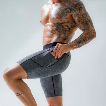 Мъжки компресия шорти с висока талия Баскетболни стегнати спортни панталони среден размер Със странично джоб, стегнати спортни панталони голям размер