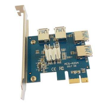Такса PCIE Странично Card 1-4 От 1X до 16X Слота USB3.0 Карта за разширение, Множител, hub-адаптер за устройства за майнинга биткоинов Миньор БТК