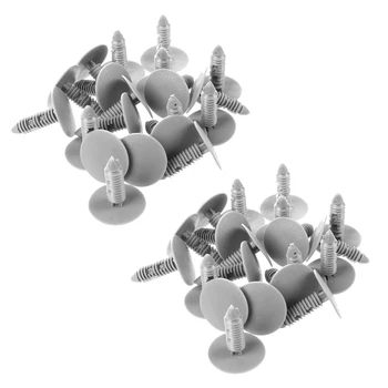 40 бр. сиви пластмасови щипки за тапицерия за кола с нитове, дупка 6 мм, глава 26 мм