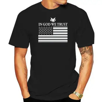 Тактическа черна тениска In God We Trust, тениска с цифрово принтом S-3Xl