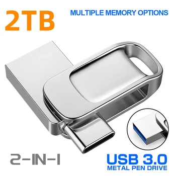 За Xiaomi Флаш-диск 1 TB И 2 TB Високоскоростен USB3.0 Type-C За мобилен телефон, USB-Метален флаш памет от 128 GB, 256 GB, 512 GB USB флаш памет