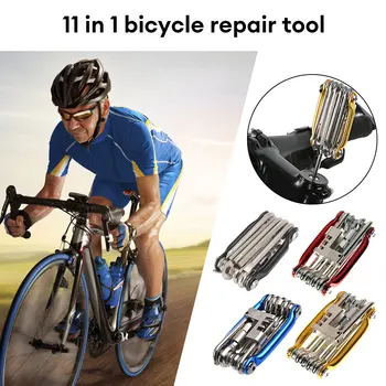 Комплект за ремонт на велосипеди 11 В 1, Многофункционален Набор от инструменти за ремонт на велосипеди, Гаечен ключ, Отвертка, верига с размер на отворите игла, Инструменти за планинско колоездене