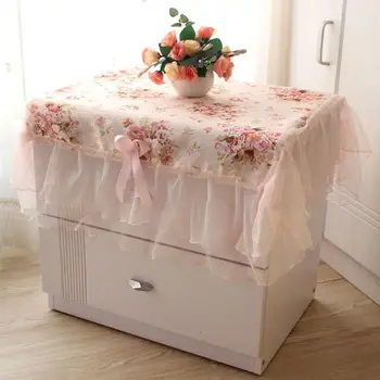 Пасторальное покритие прикроватной нощни шкафчета Пылезащитное украса Правоъгълно покритие на масата Дантелени покривки Розово цвете