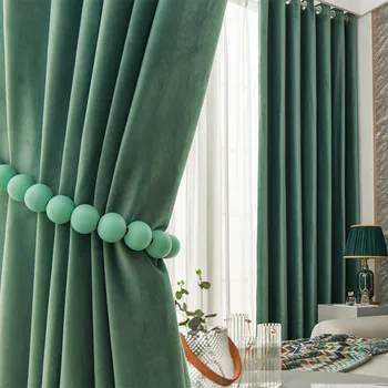 Плътни кадифени обикновена завеси за хол спалня, удебелена Минималистичная Американската Зелена завеса, хотелска завеса на поръчка
