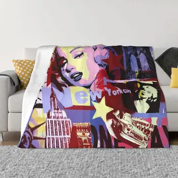 Одеяла със звездите на Мерилин Монро, флисовое пролет-есен джобно ультрамягкое одеало за диван, плюшевое коварен одеяло