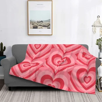 Розово-Червено Ретро Одеяло Със Сърца, пастельное стръмен Одеяло за момичета, за Легла, За Пътуване, Топло Одеяло 150x220cm 59x87in