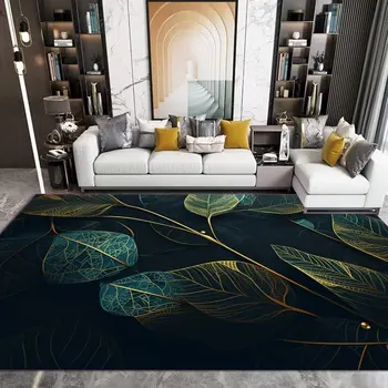 3D килим за хол, луксозно Зелена украса за дома, пере големи постелки за спални, подложки за всекидневната, украса на стаята