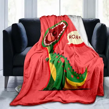 Уважаеми одеяло с модел на динозавър от карикатура, завивки за легло, одеяло за пикник, Коварен одеяло, индивидуално одеяло за кондициониране на въздуха