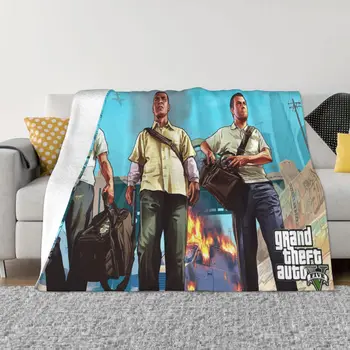 Одеало Grand Theft Auto Фланелевое Демисезонное Дышащее леко завесата за пътуване, Плюшевое Коварен одеяло