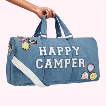 Новата деним водоустойчива чанта през рамо с голям капацитет, ретро-спортна чанта за съхранение на фитнес, пътна чанта, плажна чанта
