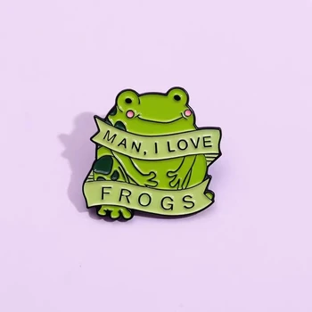 Аз обичам жаби, Емайлирани Игли, Брошки с MILF-мультфильмами, Метални значки на лацканах, Забавни декорации с животни, подарък за приятелите на едро