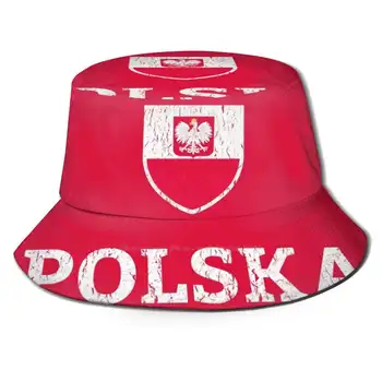 Реколта шапки-ведерки за пътуване с шарени Poland Polish Football Полша Футболните фенове Poland
