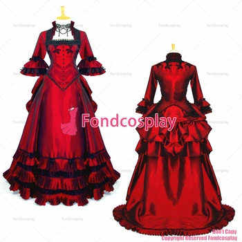fondcosplay Средновековна Викторианска рокля в стил рококо, бал, готик пънк, тъмно червено яке от тафта, пола, Костюм за cosplay, CD/ TV [G621]