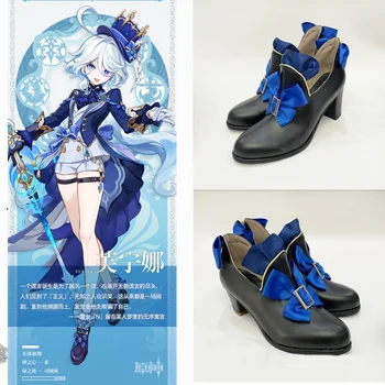 Новост! Обувки за cosplay Genshin Impact Cos Focalors Game Water God Обувки с папийонка на поръчка B