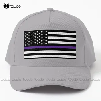 Американският флаг - бейзболна шапка с тънка лилава линия, выпускная шапка джинсового цвят, улични памучни шапки в стил хип-хоп, шапки шофьори на камиони, градинска облекло