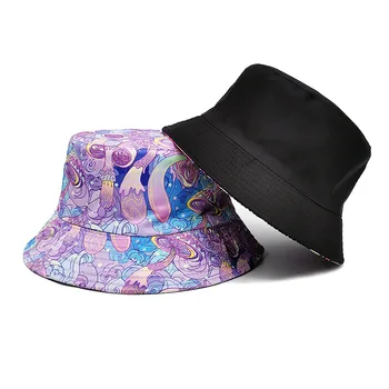 2023 Нови Шапки-кофи Женски Мъжки Рибарска шапка с гъбен принтом, Двустранен Солнцезащитная шапка, Реверсивная Шапка за басейна