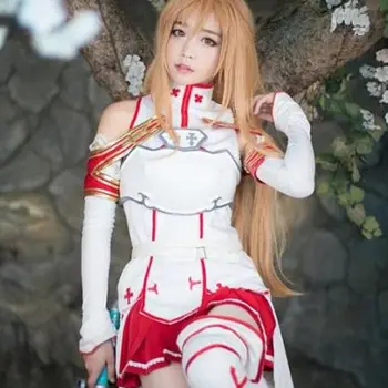 Аниме sword art on-line асуна Юки облечена в cosplay униформи костюми за Хелоуин вашият боен костюм SAO жени Пълен Комплект перука