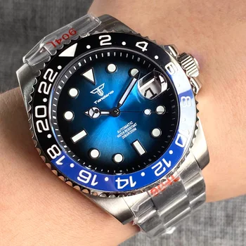 Tandorio Sunburst Blue Dive 200m Водоустойчиви Часовници за Мъже NH35A Автоматично Ръчен Часовник Светещи RelojSteel Clock Chapter RIng направи си САМ