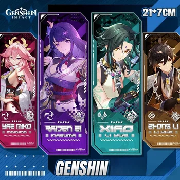 Запомнете за cosplay Genshin Impact Gliter двустранен Tartaglia Ganyu Wanderer Nahida Nilou Ye Lan Eula Baiden Ei Collection Prop