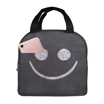 Чанта за обяд с усмивка, чанта с израз на усмивка, холщовая чанта-тоут за жени с деца на работа, за пикник, изолирано термосумка-хладилник, калъф