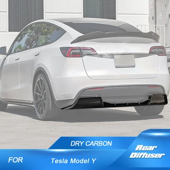 Дифузер на Задната Броня на Автомобила за Устни Tesla Model Y 2019-2023 Заден Дифузьор Кола, Спойлер, предварително импрегнирани За Брадичката, Сух карбон
