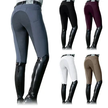 Дамски панталони, Обикновена Еластични панталони с висока талия, Тесни панталони-молив за жени, Спортни Панталони за фитнес, Панталони за езда