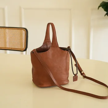 Дамска чанта от естествена кожа, нова чанта, чанта-торба с голям капацитет, висококачествена чанта за количка за зеленчуци