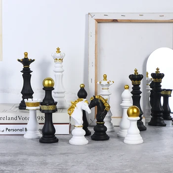 1 бр. Шах Игри от смола, Аксесоари, Международни Шахматни Фигурки в стил Ретро
