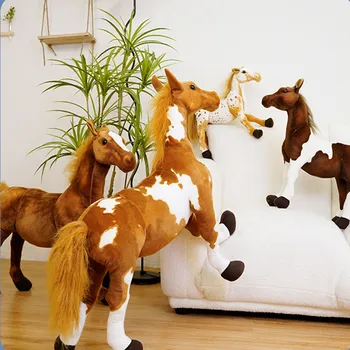 Очарователен имитация на коня, плюшена играчка, плюшени кукли, реалистично качество на изображението, класическа Лична играчка за детско подарък