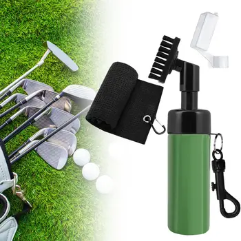 Четка за стика за голф, четка за почистване на голф, кърпа за голф, бутилка за лесно почистване с клипс, аксесоари за голф, подаръци за играчите на голф