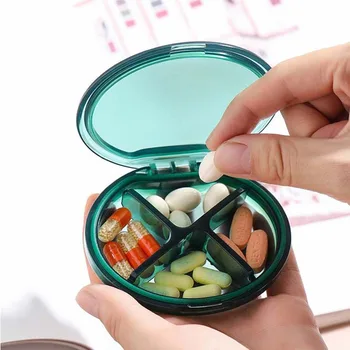 Мини Преносим калъф-органайзер за хапчета 4Grids кутия за хапчета с Контейнер за съхранение на таблетки Седмично кутия за лекарства кутия за таблетки опаковка на лекарства