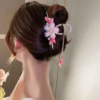 Камбанка Орхидея За момичета Цвете Шнола във формата на Акула Женски Аксесоари за коса-Шнола в Древен стил Китайски стил Шапки Пискюл Нокът за коса