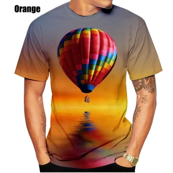 Мъжки и дамски 3D-тениска, ежедневни забавна тениска с 3D-принтом на балон с горещ въздух, Дишащи и удобни меки тениска
