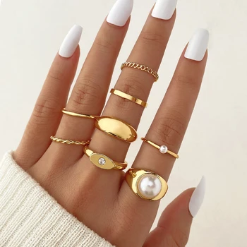 ALIUTOM Light, Луксозно пръстен с перли и кристали, Дамски пръстени с геометричен метален кръст от сплав, Модни бижута, Подаръци