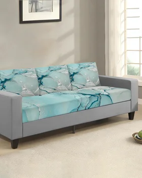 Калъфи за възглавници с мраморна текстура зелен цвят за всекидневната, мек еластичен калъф за дивана, защита мебели
