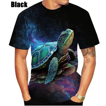 Нова лятна мода 2023 година, топла разпродажба, мъжки/дамски тениски с 3D-принтом във формата на костенурка, Мъжки блузи с къс ръкав и кръгло деколте