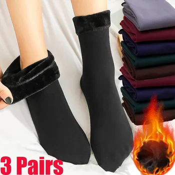 1/3 от двойките зимни кадифени, топли чорапи за жените, обикновен найлон изолирана термоноски за унисекс, безшевни меки обувки, Етаж спален чорап
