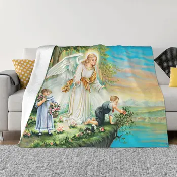 Ангел-Пазител на Исус Защитава децата, Флисовое Пролет-есен Ультрамягкое одеяло за постелки, покривки за мека мебел