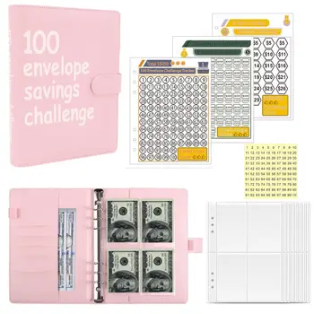 100 Пликове Challenge Savings Challenge Книга с Парични Конвертами Бележник Формат А5 Органайзер За Съхранение на Пари